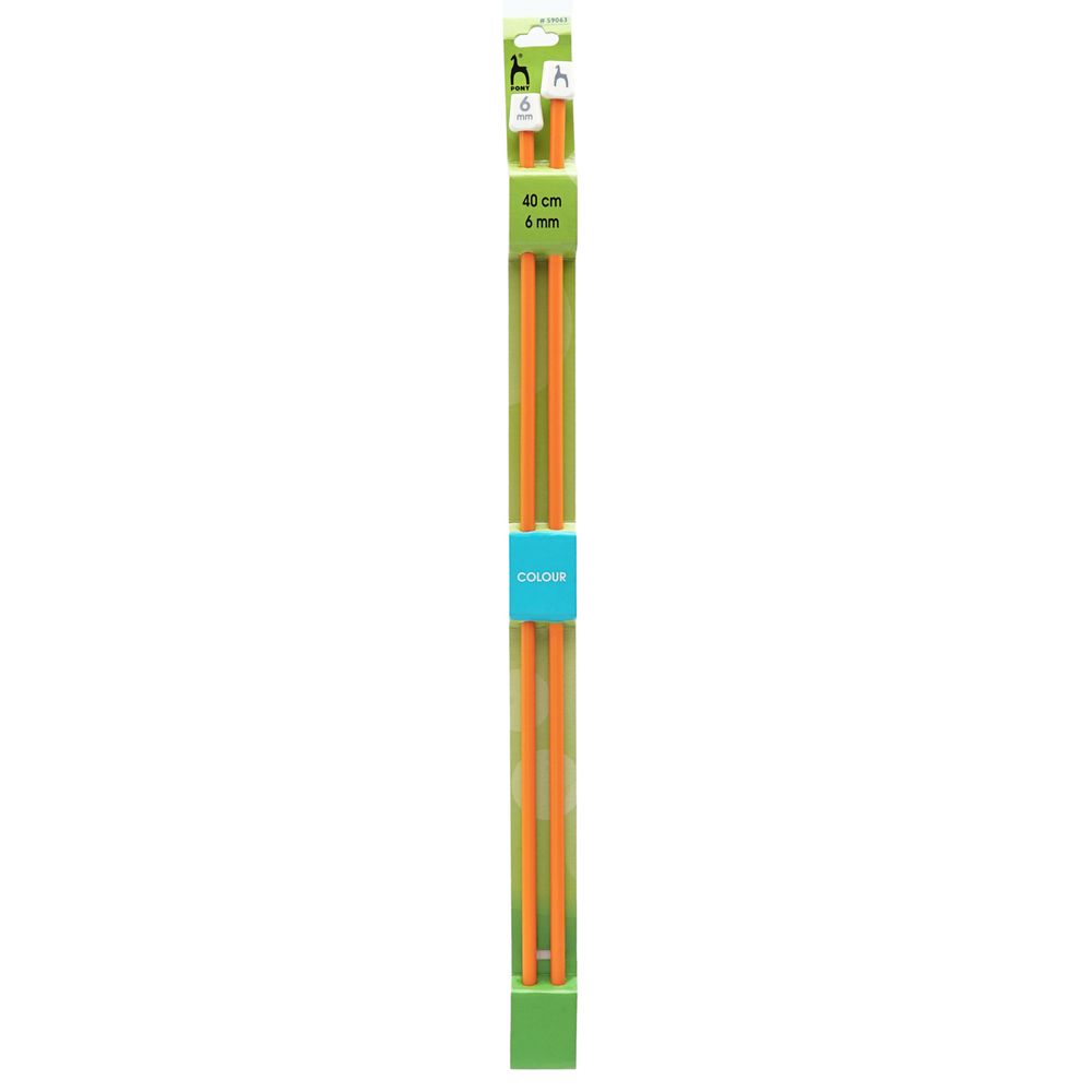 Спицы прямые Pony Colour ⌀6.0 мм, 40 см, пластик, 2 шт, 59063