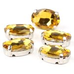 Хрустальные стразы в цапах овальной формы, желтый 10х14 мм, 5 шт., ОЦ004НН1014