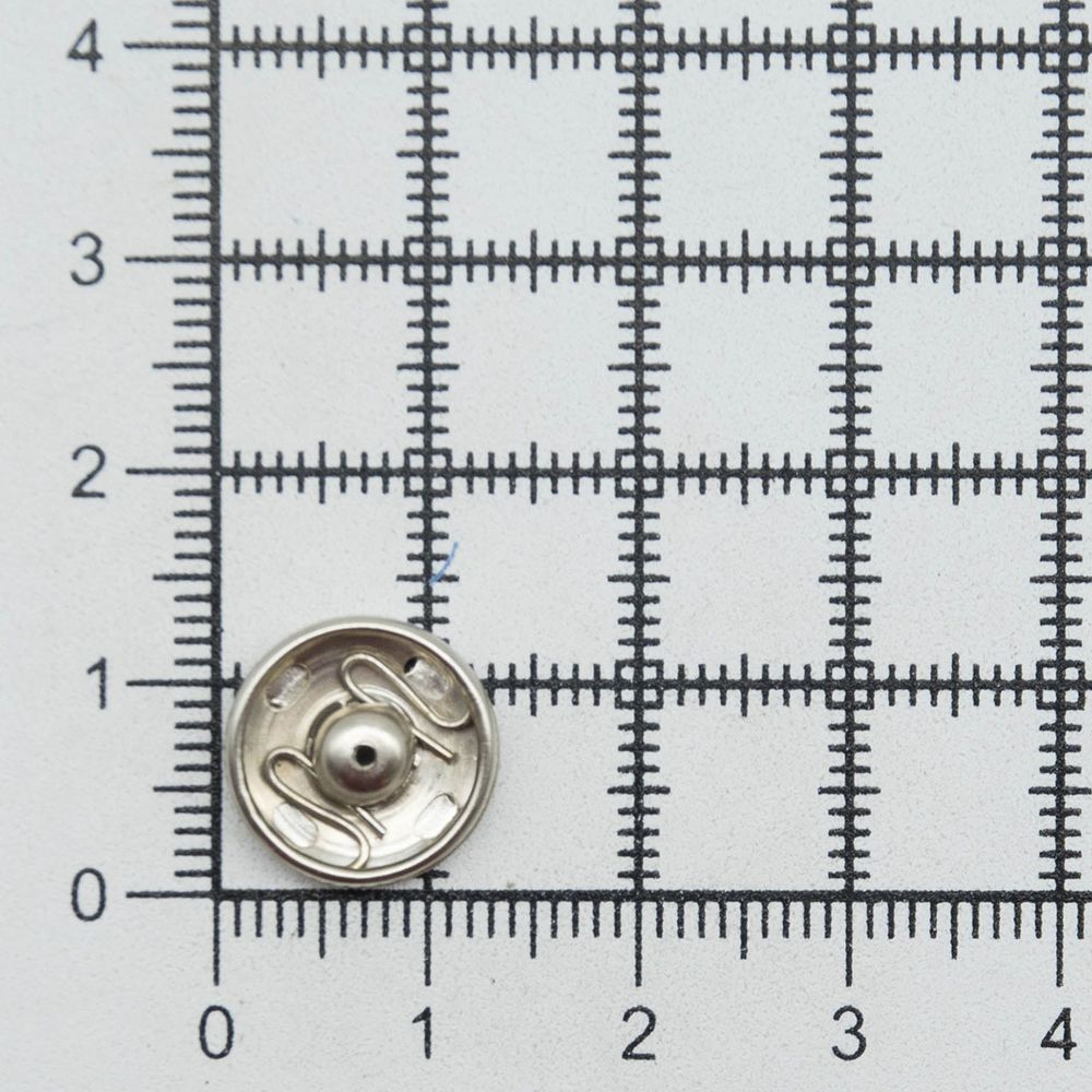Кнопка пришивная металл ⌀13.0 мм, никель, серебристые, 6 шт, Pony