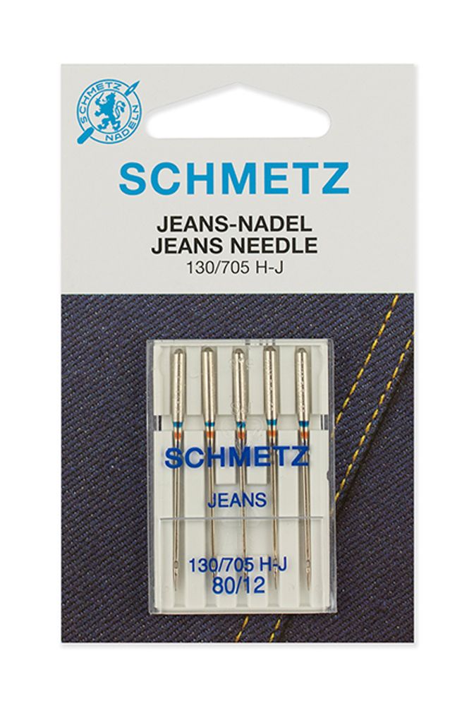 Иглы для швейных машин для джинсы Schmetz 130/705H-J №80, уп. 5 игл