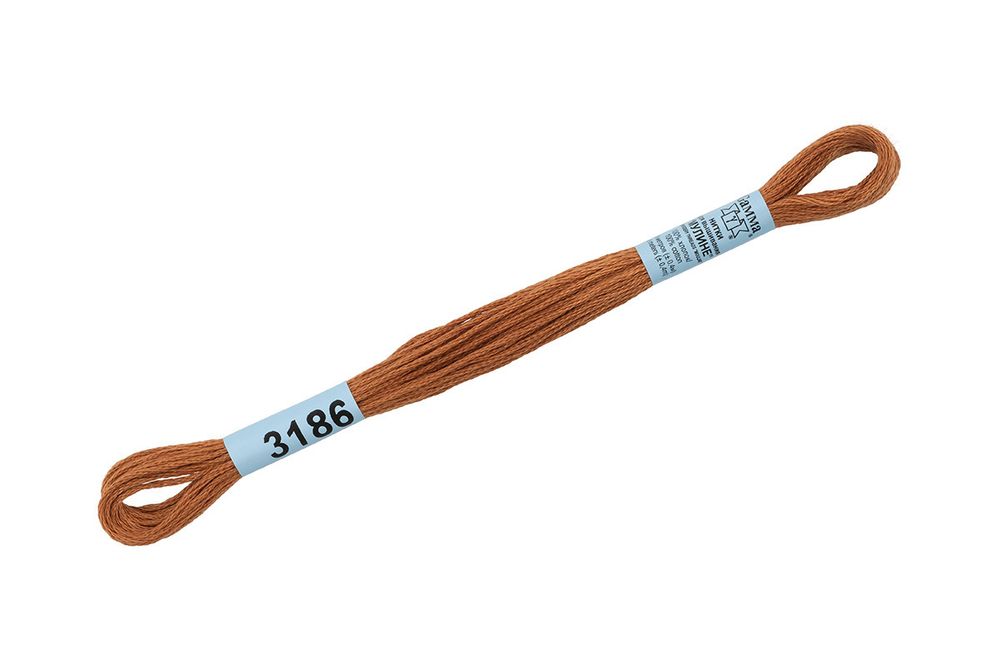 Мулине Gamma 100% хлопок, цв.3186 т.рыжий, 24 мотка по 8 метров