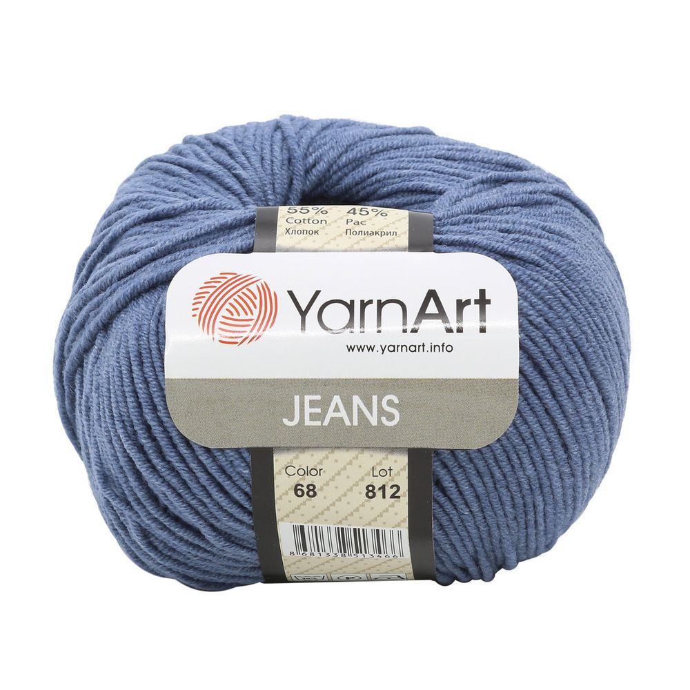 Пряжа YarnArt (ЯрнАрт) Jeans / уп.10 мот. по 50 г, 160м, 68 джинсовый