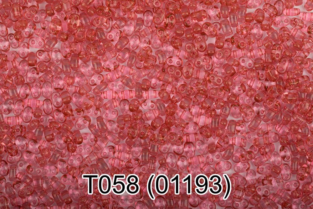 Бисер Preciosa Twin 3 2.5х5 мм, 10х5 г, 1-й сорт, T058 розовый, 01193, 321-96001
