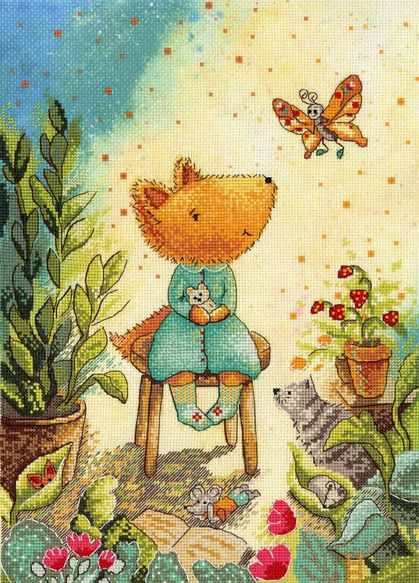 Набор для вышивания нитками МП Студия, Лисичкин сад 33х24 см