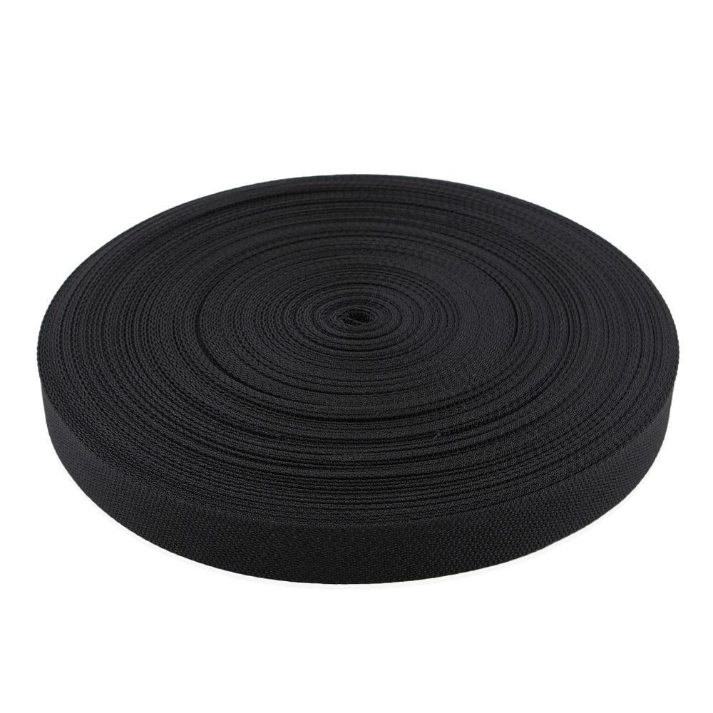Стропа (ременная лента) 25 мм / 50 метров, толщ. 1.0 мм, [17 г/пог.м], 100% п/э, 005 черный