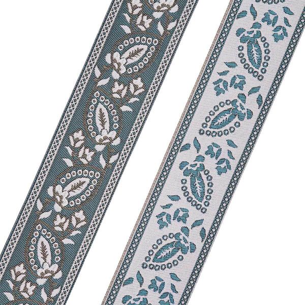 Лента (тесьма-бордюр) жаккардовая 60.0 мм / 25±1 метров, 3 бирюзовый, 3AR2679