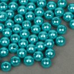 Бусины пластик (перламутр) ⌀8 мм, цв.099 яр.бирюзовый, уп.500г (2130 шт), Magic4Hobby