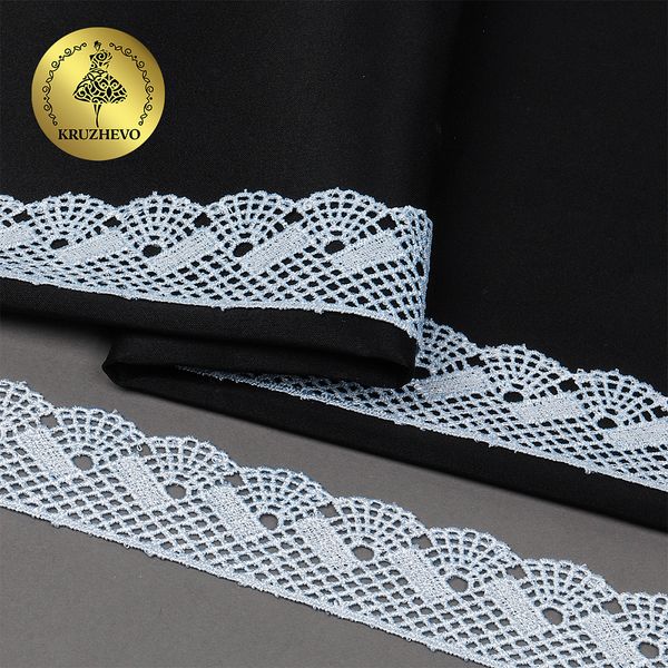 Кружево гипюр (плетёное) 45 мм, диз. 148, цв.05 голубой, уп. 9 м, Kruzhevo