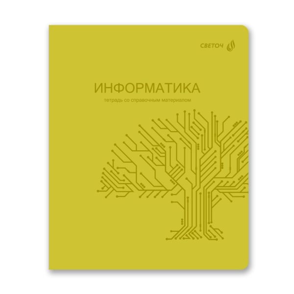 Тетрадь со справ.материал. Яркость по расписанию с запечат. пластик.обл. 320мкм, A5 48 л. на скобе 65 г/м², белизна 100% 10 шт, клетка, 01867 Яркость по расписанию Информатика, Светоч Т288