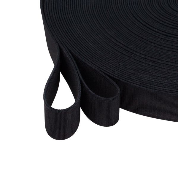 Резинка башмачная 25.0 мм / 25 метров, тканая аппретированная, 20.8 г/п.м., черная, 5025Ч