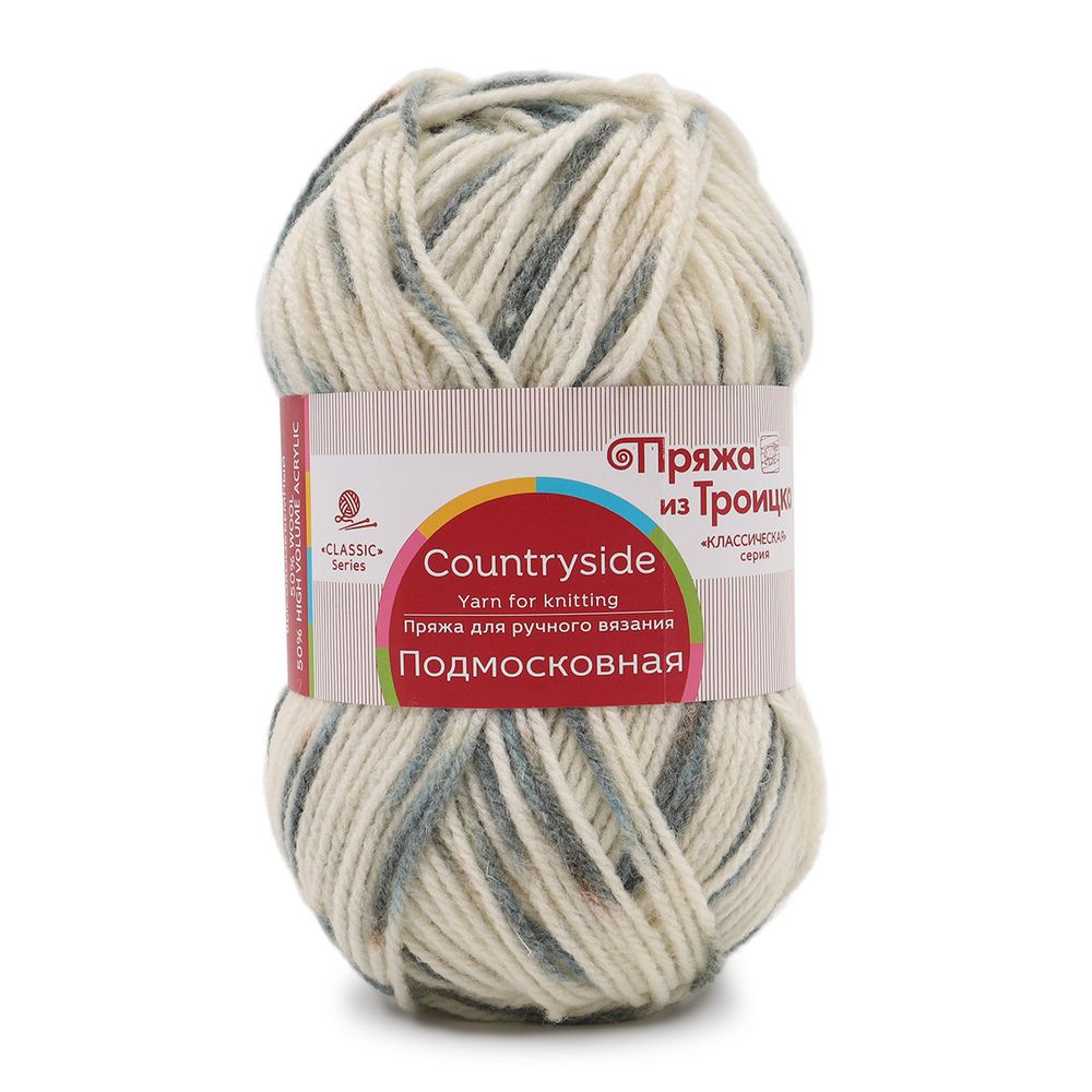 Пряжа Троицкая Подмосковная принт секционный / уп.10 мот. по 100 г, 250 м, 2601 секционный