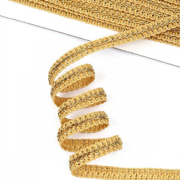 Тесьма Шанель плетеная 8 мм, 0384-0017 цв.золото уп.9м