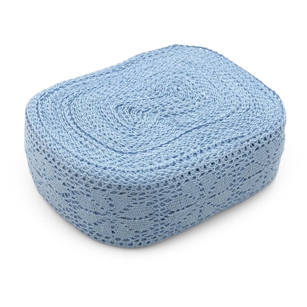 Кружево вязаное (тесьма) хлопковое 60 мм / 25 метров, рис.60.01.178 (голубой) С3749Г17