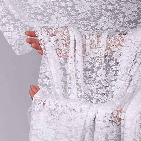 Ткань кружевная (гипюр стрейч) 90 г/м², 150 см / 35 метров, TBY.M0064 цв.белый