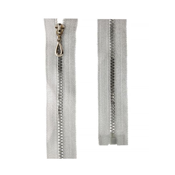 Молния трактор Т5 (5 мм) 1 зам., разъем., 30 см, 002 серебро, NTD Blitz, 10 шт