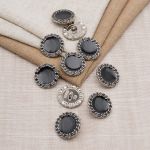 Пуговицы на ножке 32L=20 мм, металл, S.Black (серебро-черный), 10 шт, MP05