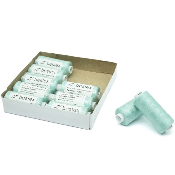 Нитки швейные бытовые Bestex 40/2, 365 м (400 ярд) / 10 кат., 356 морозная мята