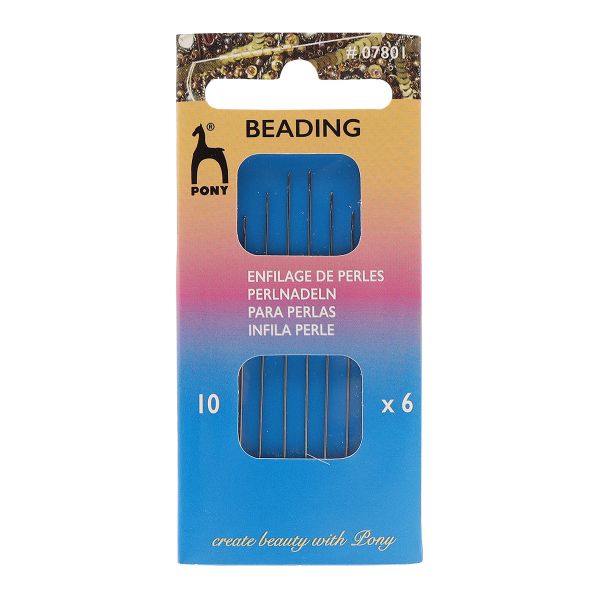 Иглы ручные для бисера с серебряным ушком Beading №10, 6 шт, PONY, 07801