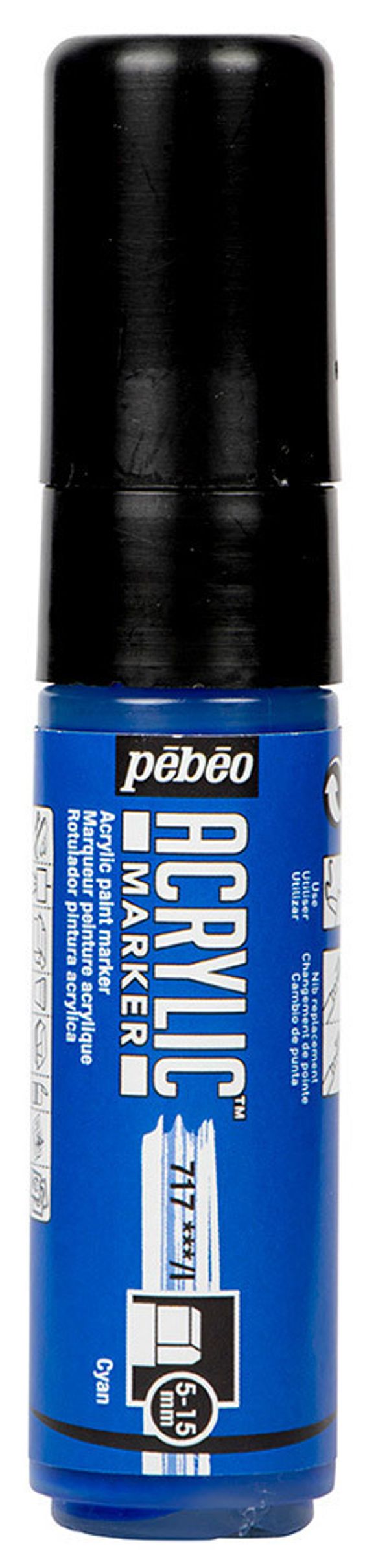 Маркер акриловый 5-15 мм, перо плоское, 3 шт, 201717 циан, Pebeo