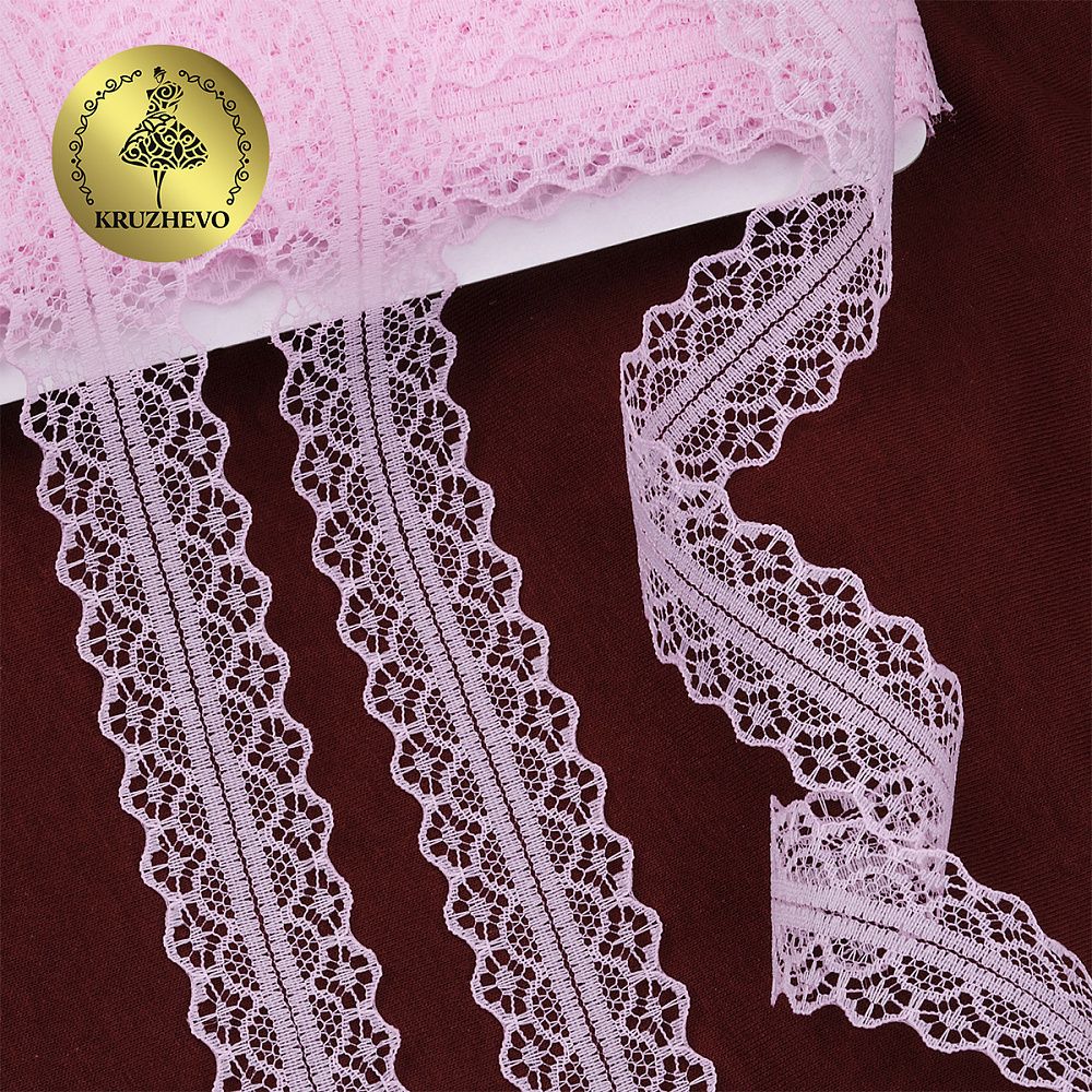 Кружево отделочное в стиле "трикотаж" 30 мм, 1659-1 цв.09 св.розовый, 27.4 м