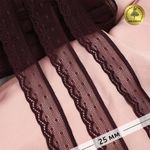 Кружево эластичное (стрейч) 25 мм, 8028, цв.076 сливовое вино уп.50м, Kruzhevo