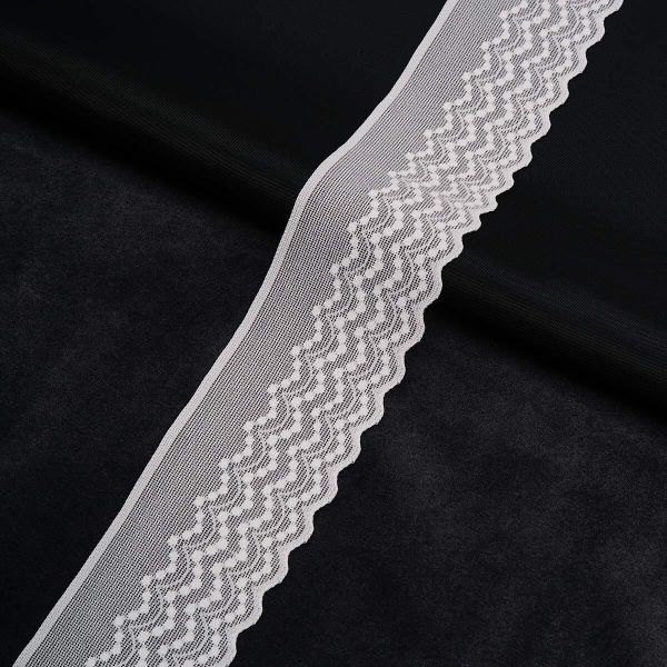 Кружево эластичное (стрейч) 40 мм / 13.72 метра, белый, 3AR3783