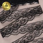 Кружево отделочное в стиле "трикотаж" 28 мм, диз. T-003 цв.черный уп.9м