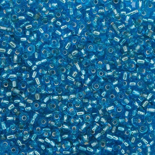 Бисер Astra&Craft 11/0 (2.1 мм), 200 г (10х20 г), цв. 23В голубой/прозр.серебрист.центр (круг.отв)