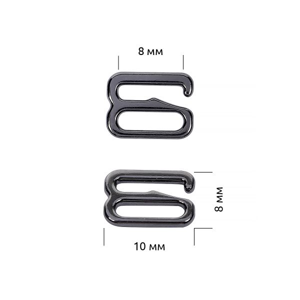 Крючки для купальника металл 8.0 мм, черный никель, 9008.0.SW, 100 шт