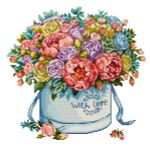 Алмазная (кристальная) мозаика Фрея, Пионы в коробке, 45х45 см