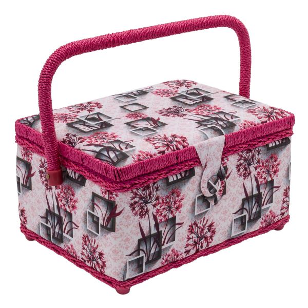 Шкатулка средняя, декоративная, рамки и цветы, цв. розовый, 26х19х14см, ASST-1_3-PVC-Tray