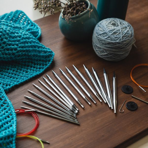 Набор съемных спиц Knit Pro Nova Metal Deluxe Set никелированная латунь, серебристый, 8 видов спиц в наборе, 10613