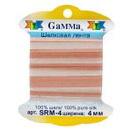 Лента (тесьма) шелковая 4.0 мм / 9.1±0.5 метров, M033 бл.бежевый/желто-коричневый, Gamma SRM-4