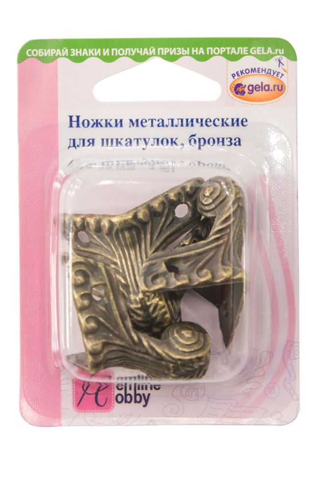 Ножки для шкатулок, 43х35 мм, 4 шт, бронза, Hemline /TOS/
