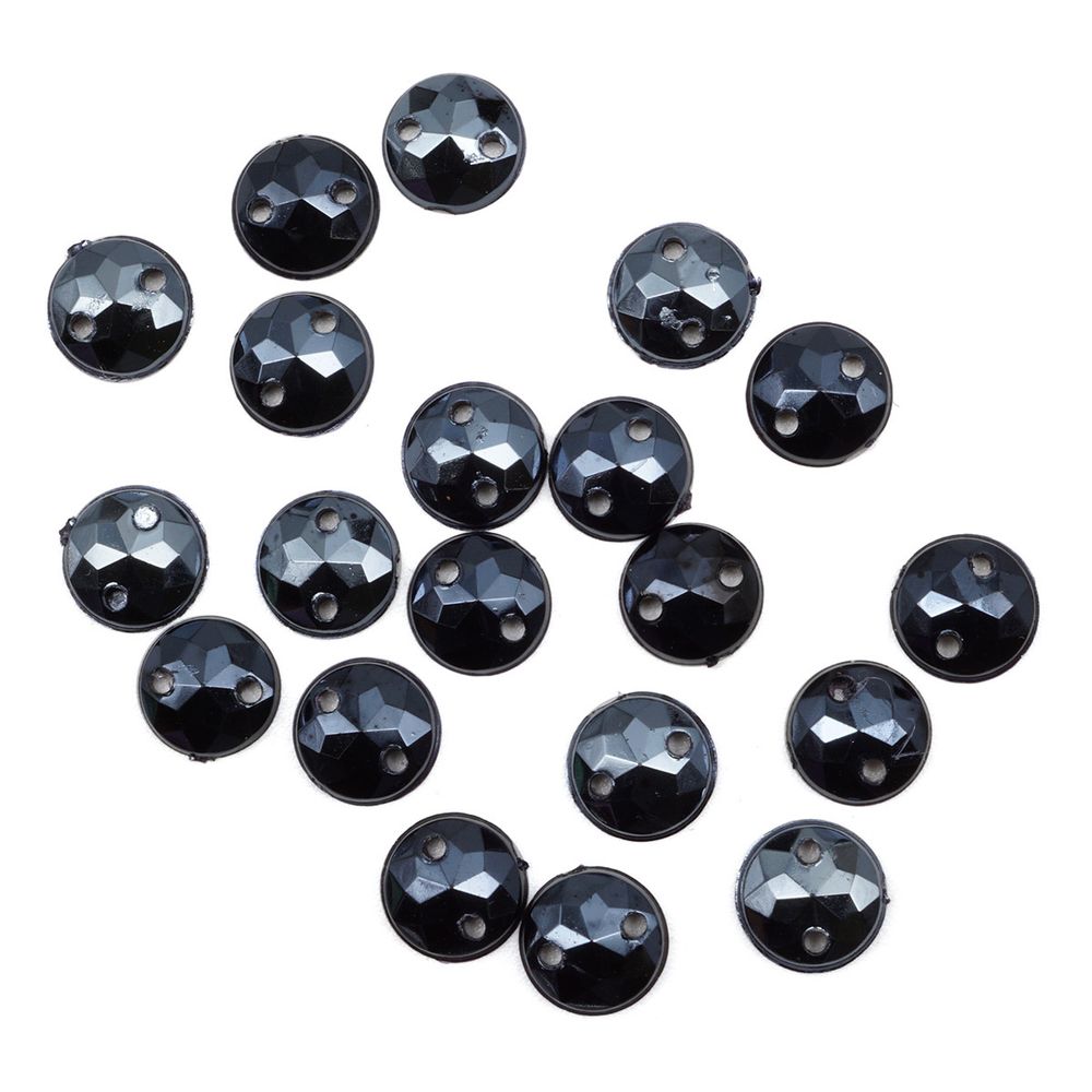 Стразы пришивные, акриловые, 8 мм, 20 шт/упак (круглые) Astra&Craft (графит АВ)