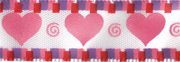 Лента атласная с рисунком 12.0 мм / 22.8±1 метра, H10/001 сердечки/белый, Gamma ALP-123