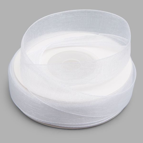 Лента капроновая (органза) 15.0 мм / 22.86±1 метра, белый