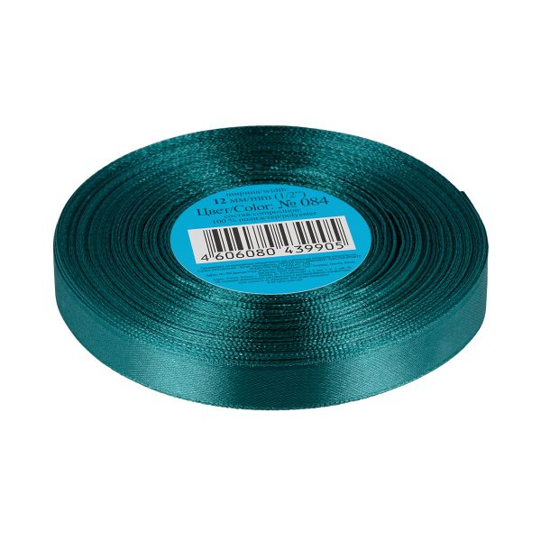 Лента атласная 1-сторонняя 12.0 мм / 33±2 метра, 084 серо-зеленый, Gamma