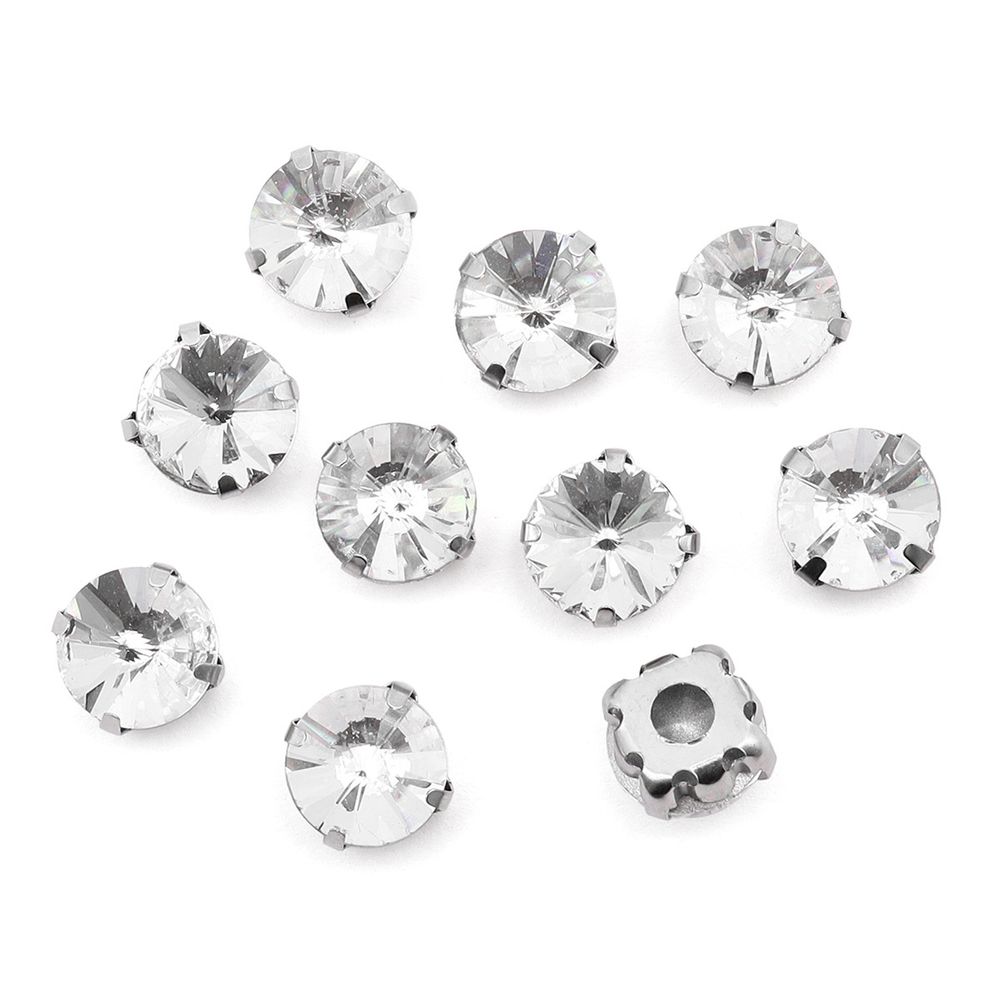 Хрустальные стразы в цапах круглой формы, белый 8 мм, 10 шт. Astra&Craft, РЦ001НН8