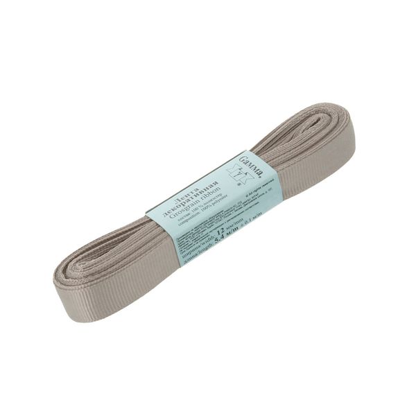 Лента репсовая нарезка 12.0 мм / 10 шт по 5.4 метра, 125 серый, Gamma GR-12
