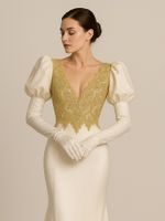 Кружево на сетке 110 мм / 2 метра, с пайетками, TBY G1232, цв.золото, Kruzhevo