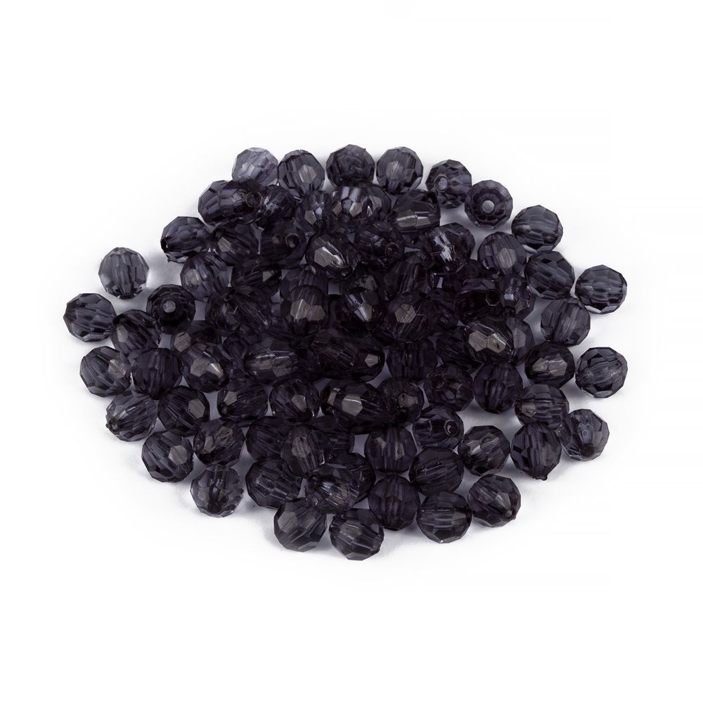 Бусины акрил ⌀8 мм, 25 г (98±2 шт), 198 черный, Zlatka ABR