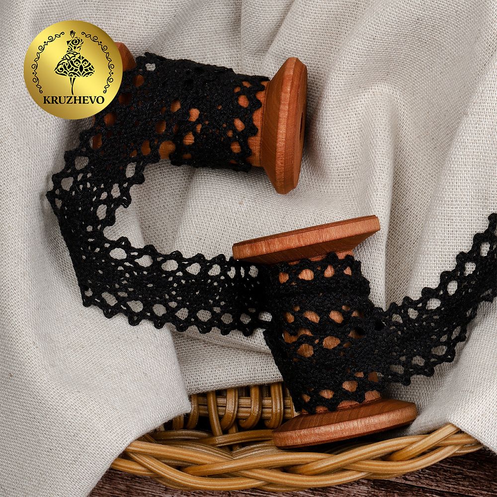 Кружево вязаное (тесьма) 20 мм / 10 метров, 6307-1.03 цв.03 черный, 10 м, Kruzhevo