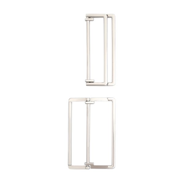 Пряжка прямоугольная 50 мм, металл (Nickel Серебро (никель)), МТ_1872, 6 шт