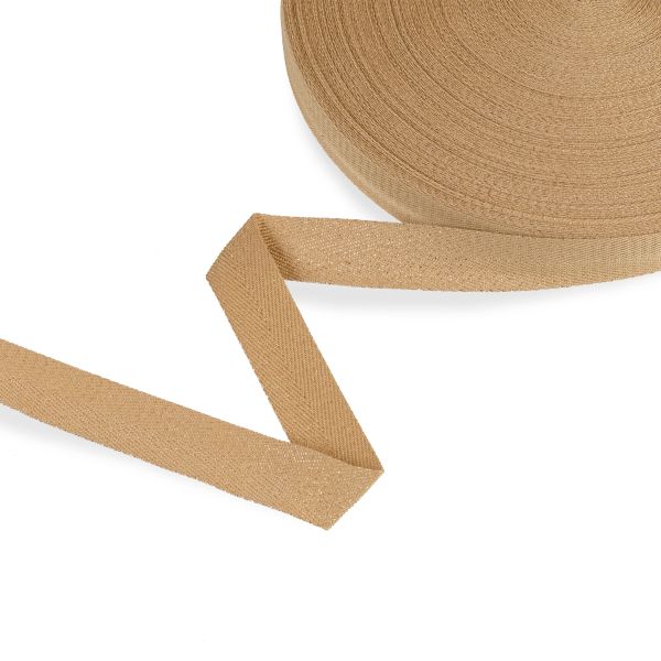 Тесьма (лента) киперная п/э с люрексом 20 мм / 50 метров, бежевый-золотистый/beige-golden, Gamma TPTL-20