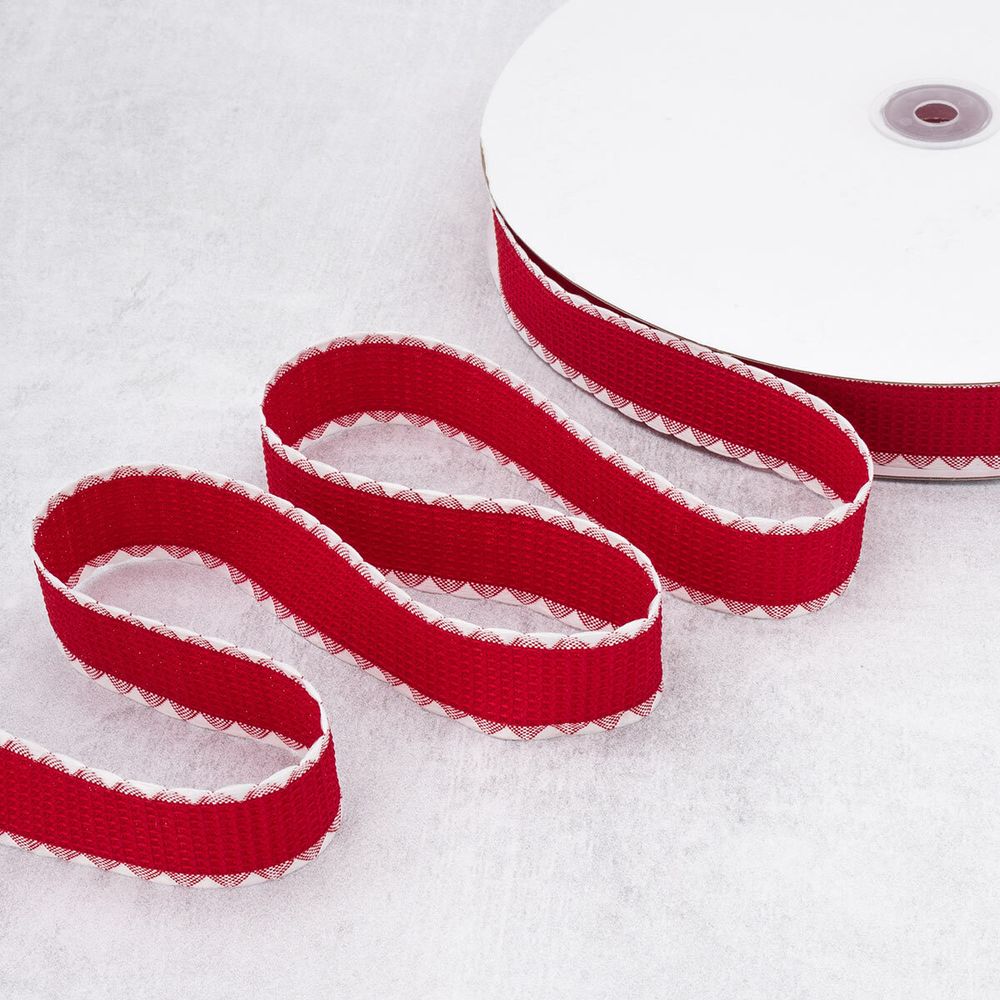 Тесьма (лента) окантовочная 28 мм / 91.44 метра, 5.075 г/пог.м, декоративная, 01 красный, 3Al360