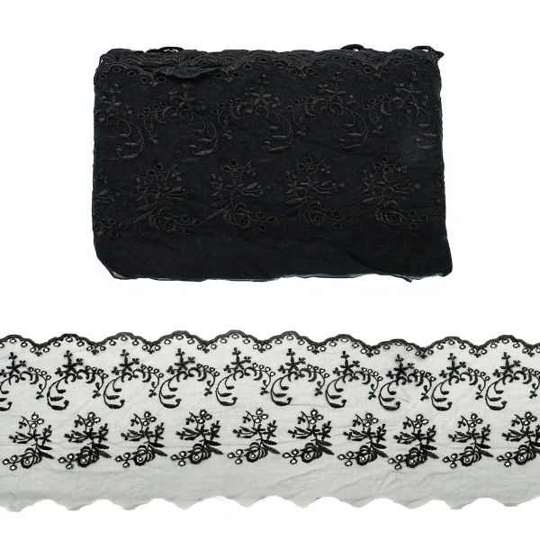 Кружево капроновое широкое 167 мм / 13.71 м, 0574-6002, цв.черный