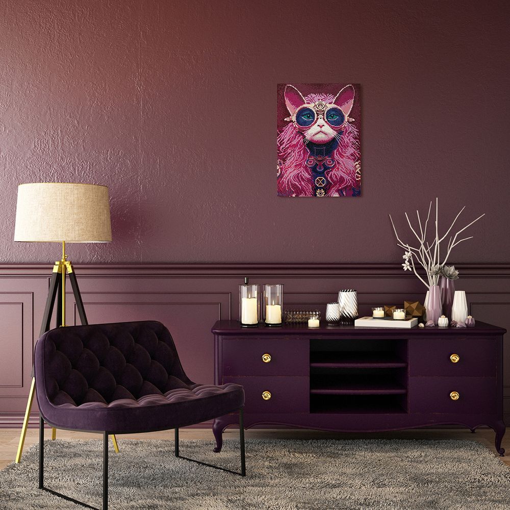 Алмазная (кристальная) мозаика Фрея, на подрамнике Гламурный кот, 30х40 см