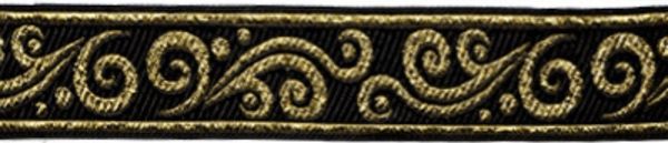 Лента (тесьма) жаккардовая 16.0 мм / 10±0.5 метров, черный/золото, Gamma TRJ-36