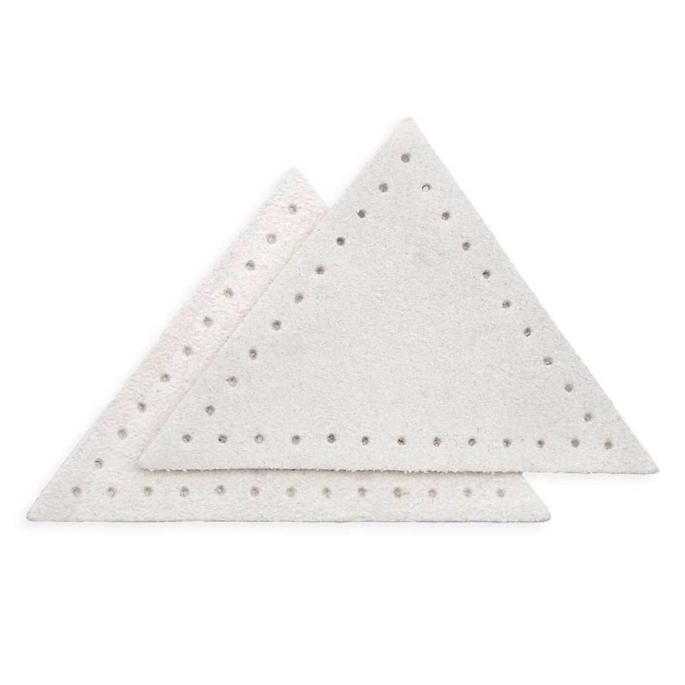 Заплатки пришивные из замши треугольник 6х6х6 см, с перфорацией, 2шт/уп, 25 серо-белый, 59902